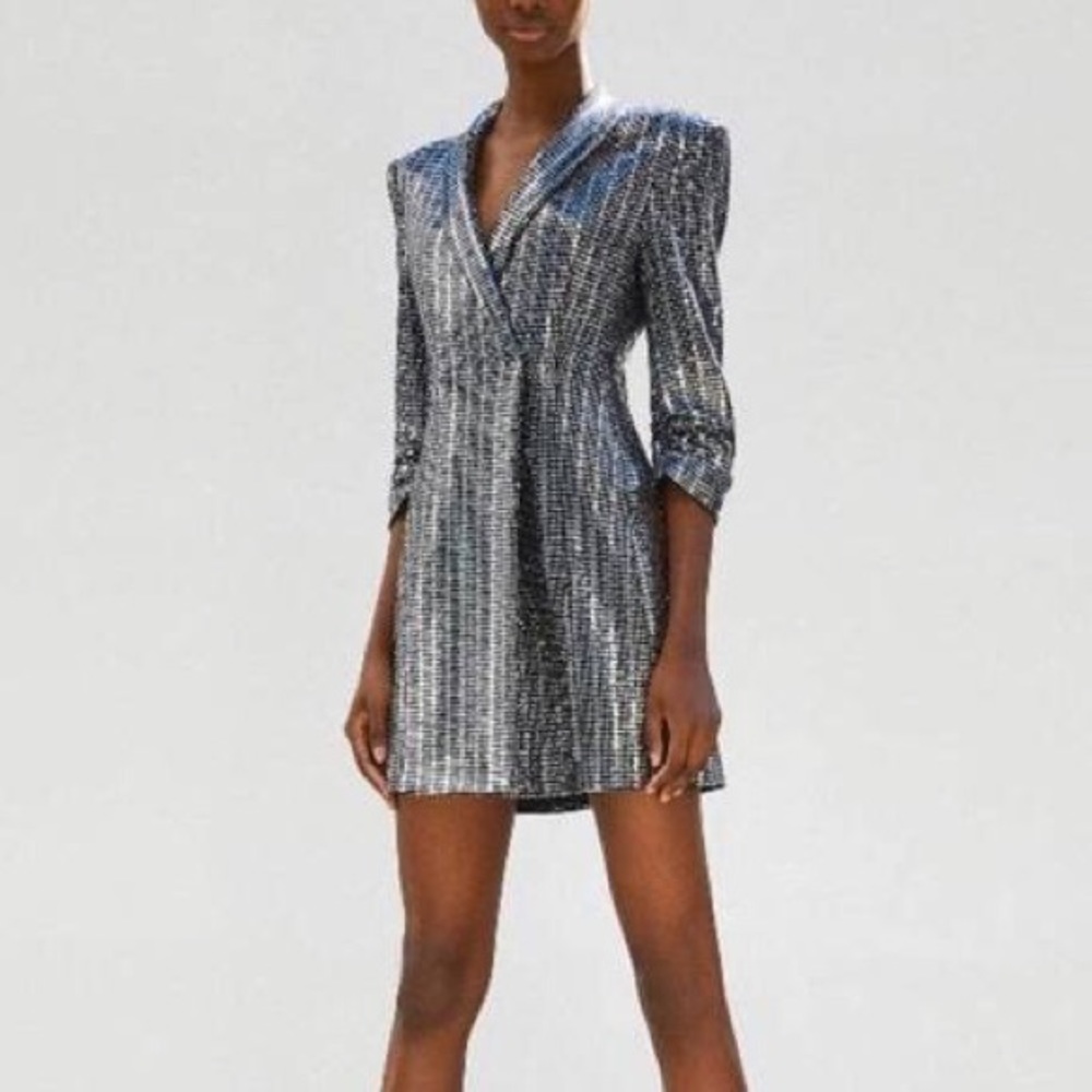 Zara Metallic Blazer Dress